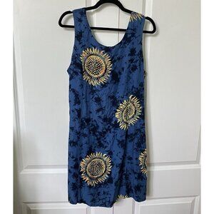 Vintage Bayou Wear Mini Dress Womens Sunflower Tie Dye‎ Rayon Summer Boho
